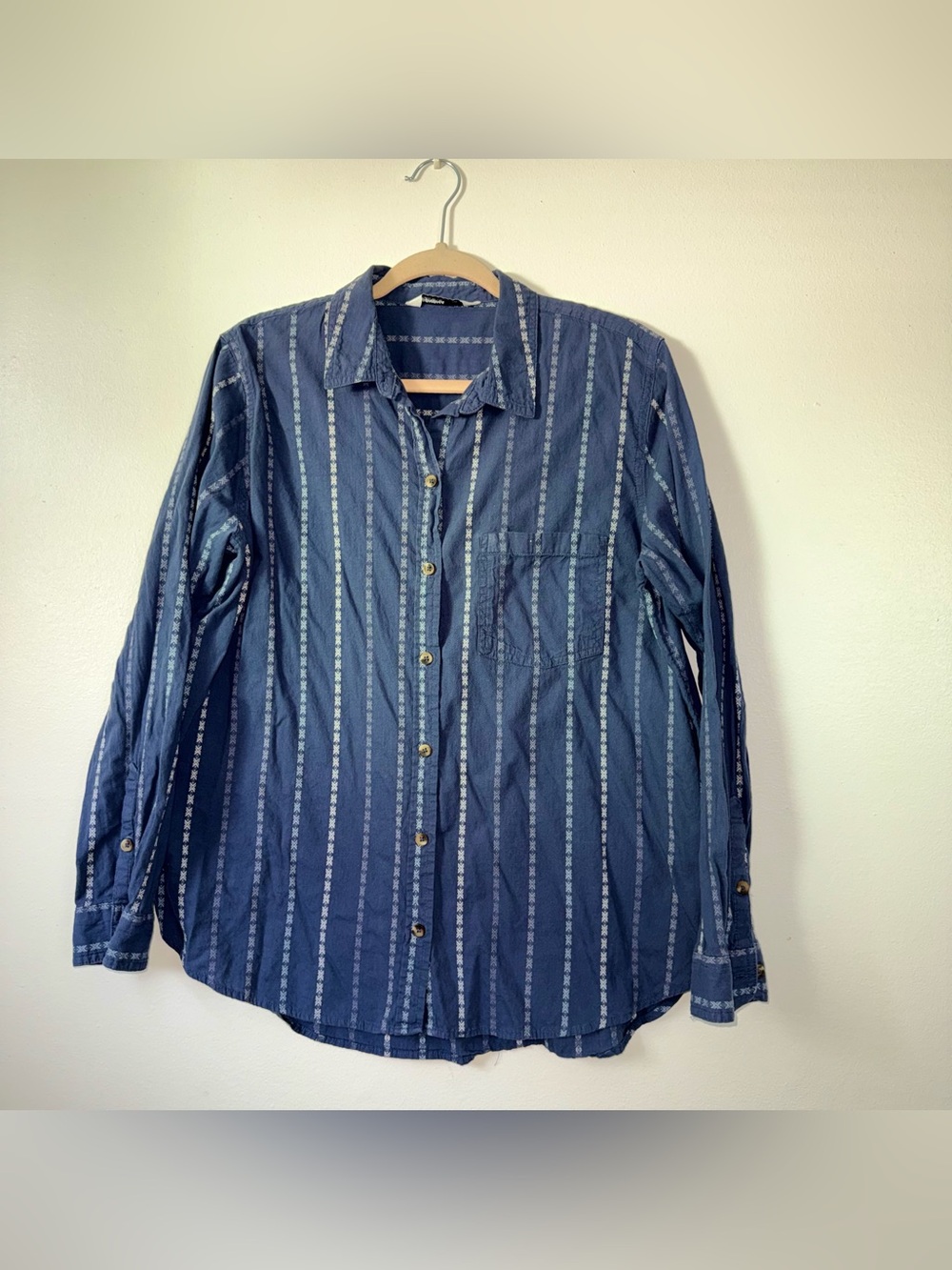 Sonoma Blue 100% Cotton Striped Button Front Shirt Size L